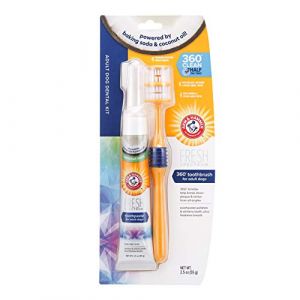 The Company of Animals Kits dentaires pour chiens, fraîcheur noix de coco, Arm & Hammer – Contient dentifrice, brosse à dents et brosse à doigts. Réduit la Plaque Dentaire et le Tartre pour des Gencives Saines