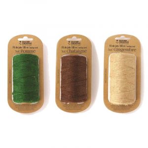 Graine Créative 3 bobines de fil de jute vert marron beige 100mx2mm