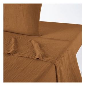 Drap plat uni gaze de coton, K la Orange Couleur Orange Taille 240 x 290 cm