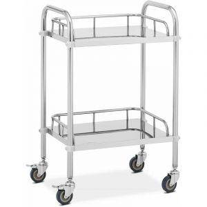 Steinberg Chariot médical Chariot médical inox 2 étagères 20 kg Avec freins - Argent