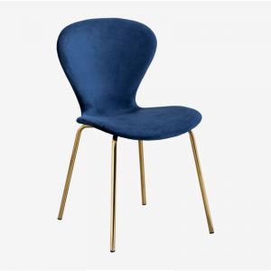 Image de Chaise de salle &agrave; manger empilable en velours Uit SKLUM Dor&eacute; Bleu