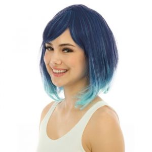 Ptit Clown Perruque mi-longue avec frange bleue