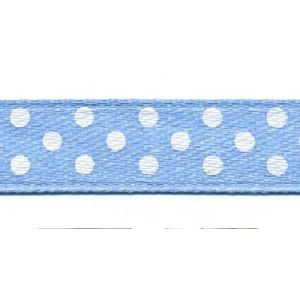 Image de Rayher Ruban satin à pois - rouleau de 10 m x 0,95 cm Bleu clair