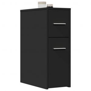 VidaXL Armoire De Salle De Bain Étroite Avec Roulettes Noir