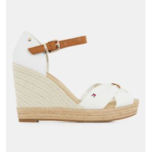 Tommy Hilfiger Basic Opened Toe High Wedge, Sandales Bout Ouvert Femme, Blanc (Ivory Ybi), 39 EU