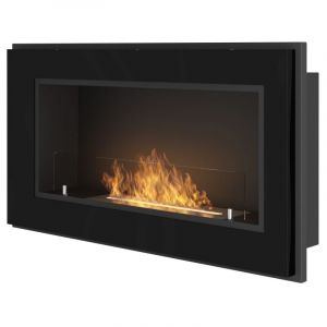 Cheminée au bioéthanol encastrable Frame 900 SimpleFire avec verre noir
