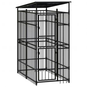 VidaXL Chenil d'extérieur avec toit pour chiens Acier 1,84 m²