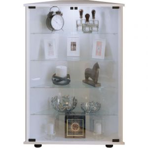 Image de Vcm Jecka Vitrine armoire d'angle avec 2 portes vitrées, blanc. - Blanc