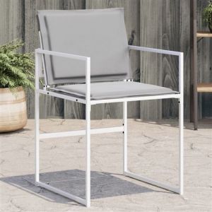 VidaXL Chaises de jardin avec coussins lot de 4 blanc acier/textil&egrave;ne, si&egrave;ge de jardin, chaise de patio, chaise &agrave; manger de jardin, si&egrave;ge d'ext&eacute;rieur