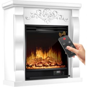 KESSER Cheminée électrique à poser - Cheminée électrique avec LED effet flamme 3D Avec fonction chauffage Cheminée électrique avec puissance 1800W