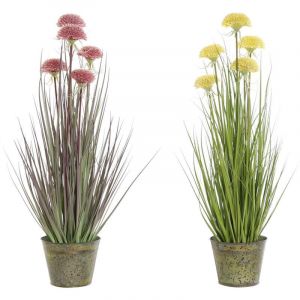 Plante D&eacute;corative - DKD Home Decor - Standard - Jaune et Rose - PVC et M&eacute;tal - 17 x 80 x 36 cm