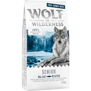 Wolf of Wilderness Senior Blue River poulet élevé en liberté, saumon - 12 kg