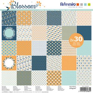 Artémio Bloc de 60 feuilles de papier scrapbooking 30x30 cm 'Blossom' d'