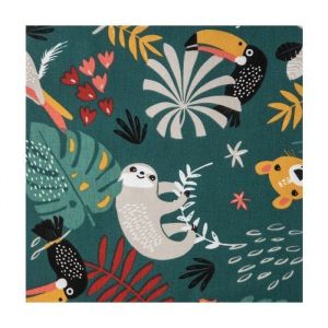 TISSU ENFANT COTON AMAZONIE vendu au m&egrave;tre(...) - Papaya Cactus vert