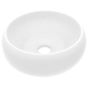 Lavabo rond de luxe vasque à poser de toilette lave-mains de salle de bain cuisine vestiaire maison intérieur 40 x 15 cm blanc mat céramique 02_0002740
