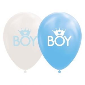 8 Balloons fils bébé Globos bleu et blanc 30 cm