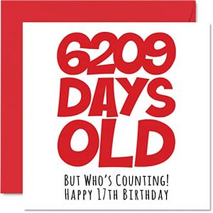 Carte d'anniversaire humoristique pour 17 ans pour garçons et filles – 6209 jours – Carte d'anniversaire amusante pour adolescent sept dix-sept ans pour frère sœur fils fille cousin 145mm