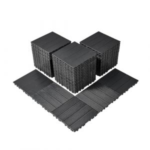 VEVOR Dalles de Terrasse Embo&icirc;tables, Lot de 54, Rev&ecirc;tement de Sol Plastique Imperm&eacute;able, 300 x 300 mm, 50166 c㎡, Utilisation par Tous les Temps, pour Porche, Piscine, Balcon, Arri&egrave;re-cour, Gris Fonc&eacute;