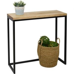 Image de Box Furniture - Table d'entree – Console Icub - industriel vintage 30x80x80cm Noir - Noir