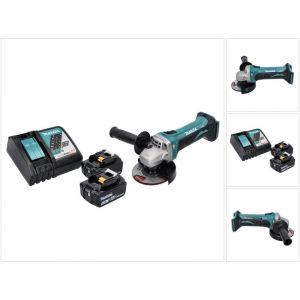 Makita DGA 452 RT Meuleuse d'angle sans fil 18 V 115 mm + 2x Batteries 5,0 Ah + Chargeur