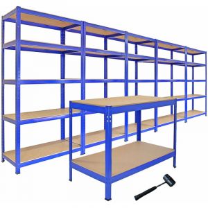 Ensemble de Rangement Garage - 5 T-Rax 75cm & 1 établi Q-Rax 120cm - Capacité