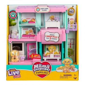 Little Live Pets Set de Jeu Mama Surprise Families Clinique pour bébés, Découvre 3 bébés Retrievers, Set de Jeu Double Face (27,8 cm × 23,8 cm), Nourris, Lave et Joue, Cadeau Amusant pour Les Enfants