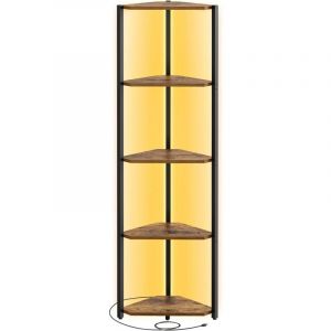 Étagère d'angle à 5 niveaux 24,8 x 48 x 146,6 cm marron rustique