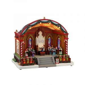 Lemax Bâtiment en Mouvement avec éclairage LED et Musique « Noël dans Le pavillon du Parc » en résine H 24,5 x 28 x 18,2 cm