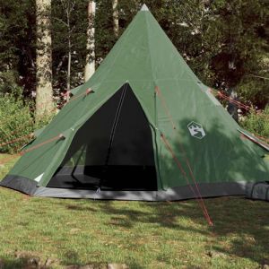 VidaXL Tente de camping 4 personnes vert 367x367x259 cm taffetas 185T