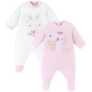 Chicco Ensemble combinaison en chenille avec pied, Combishort D'Hiver Mixte bébé, Rose, 3 mois (pack of 2)