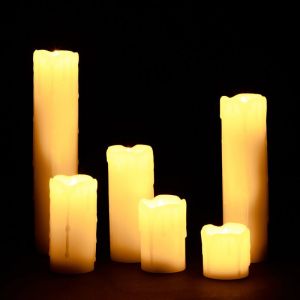Relaxdays Bougie à led lot de 48, en cire véritable sans flamme bougie électrique à piles diamètre 5 cm, crème