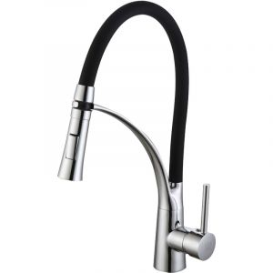 Image de DP Bath Arandano -Robinet Mitigeur de cuisine avec douchette extractible, bec haut, noir