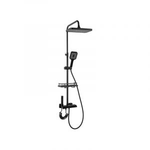 Desconocido Silla Élégant Colonne de Douche avec Mitigeur Réglable en Hauteur Système de Douche, Noir