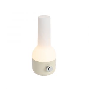 Image de Qazqa Lampe de table d'ext&eacute;rieur beige avec blanc, LED rechargeable IP44 incluse - Haard