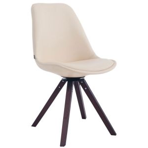 CLP Chaise Calais pivotante pieds carrés, Crème/Noyer