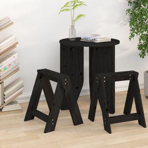 VidaXL Tabourets 2 pcs Noir 40x40x45 cm Bois massif de pin