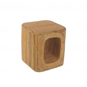 Table d'appoint en rotin naturel, cubique 45cm