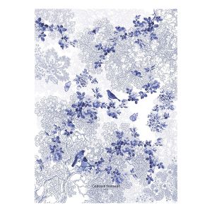 Garnier Thiebaut Torchon lavé métis lin & coton bleu 50x70 cm