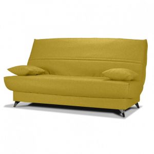 Meubletmoi - Clic clac 130x190 cm tissu jaune matelas Bultex 14 cm - harold