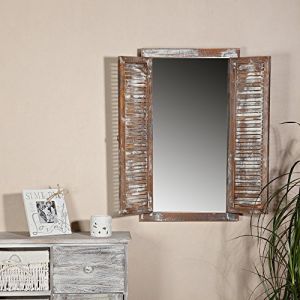 Miroir d'armoire avec volets Miroir mural 70cm Shabby Chic fenêtre à miroir avec portes - Melko