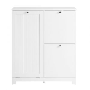 Sobuy Meuble de buanderie 2 tiroirs Blanc 78x38x90cm Moderne BZR213-W