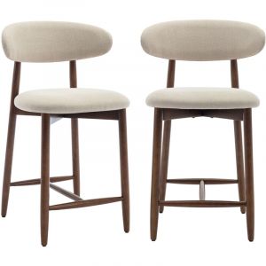 COLAMY Lot de 2 chaises de bar &ndash; Tabourets modernes avec dossier haut, assise confortable en tissu, pour comptoir, &icirc;lot de cuisine ou salle &agrave; manger