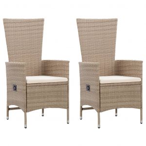 VidaXL Chaises d'ext&eacute;rieur 2 pcs avec coussins R&eacute;sine tress&eacute;e Beige