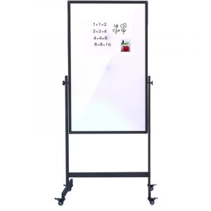 Vivol - Tableau blanc mobile - Double face - 80x120 cm - Cadre noir