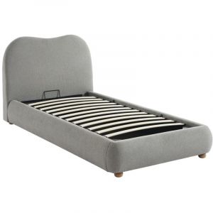 Lit coffre 90 x 190 cm - Tissu - Gris clair - vanari