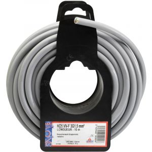 Dhome Câble H05 VV-F 3G 1,5 mm² - Gris - Longueur 5 m
