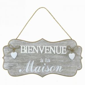 Fomax Pancarte Bienvenue à la maison avec motifs coeur- 40x19.5x1cm - en MDF