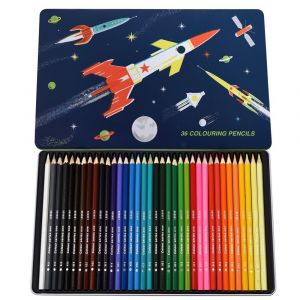 Boîte de 36 crayons de couleurs Rex London Space Age