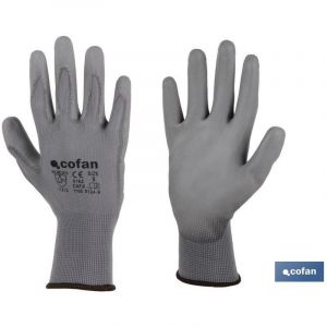 GUANTE 100% POLIEST. IMPREG. PU GRIS T-10 - Unid: 12