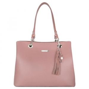 David Jones Sac &agrave; Main Port&eacute; Epaule Femme - Cabas Fourre-Tout Cuir PU Souple Grande Capacit&eacute; - Tote Shopper Bag Large Sac Shopping Anses Longues - Plusieurs Compartiments Poches Mode - Rose